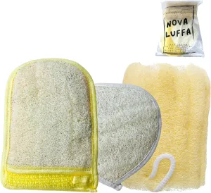 | 100% Natural Egyptian Loofah Sponge Pack | Organic & Eco-Friendly Exfoliating Bath Scrubbers for Skin Rejuvenation | Biodegradable Body Wash Accessories for Shower (Essentials Trio)
