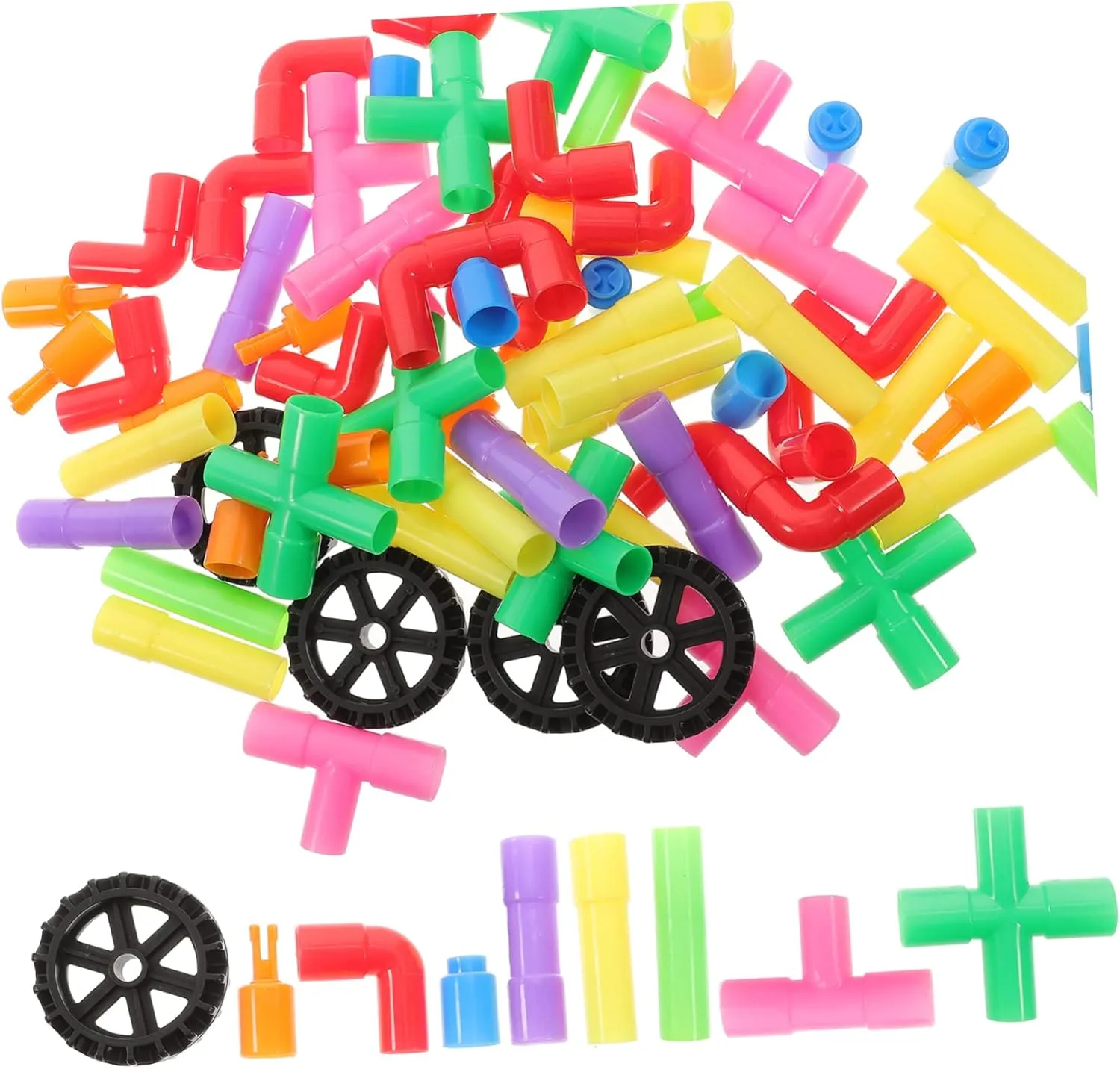 1 Set Building for Educational Tubular Construction Blocks for Ages Promotes Imagination Motor Skills Fun for Parties Creative Play