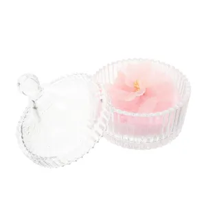 1 Set Soft Velvet Powder Puff with Glass Jar Dual Sided Makeup Cushion for Loose Powder Dustproof Container for Home Travel Use for Sensitive Skin