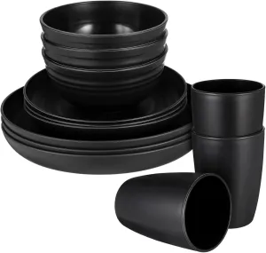 1 Set Straw Dinnerware Set Camping Plates and Bowls Easy to Clean Outdoor Dining Set for Picnics Dorms and Home Use