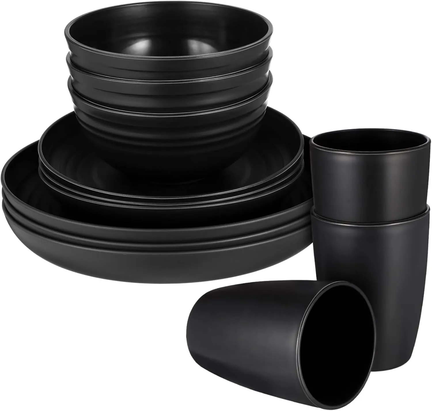 1 Set Straw Dinnerware Set Camping Plates and Bowls Easy to Clean Outdoor Dining Set for Picnics Dorms and Home Use