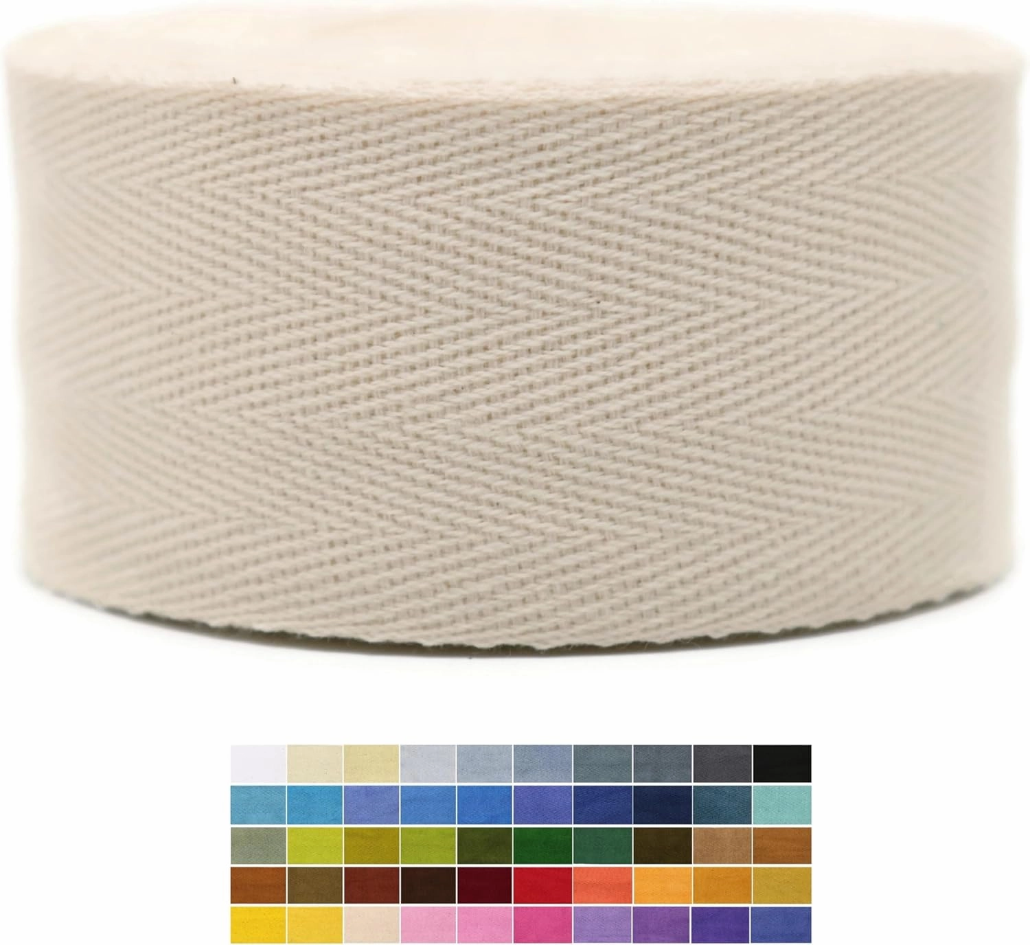 100% Natural Cotton Herringbone Bias Binding - 10 Yards - 50  Colors - 1" & 1.5" & 2" Cotton Twill Tape Trim for Sewing, Wrapping, Craft, DIY - 10595 (Ivory)