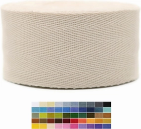 100% Natural Cotton Herringbone Bias Binding - 10 Yards - 50  Colors - 1" & 1.5" & 2" Cotton Twill Tape Trim for Sewing, Wrapping, Craft, DIY - 10595 (Ivory)