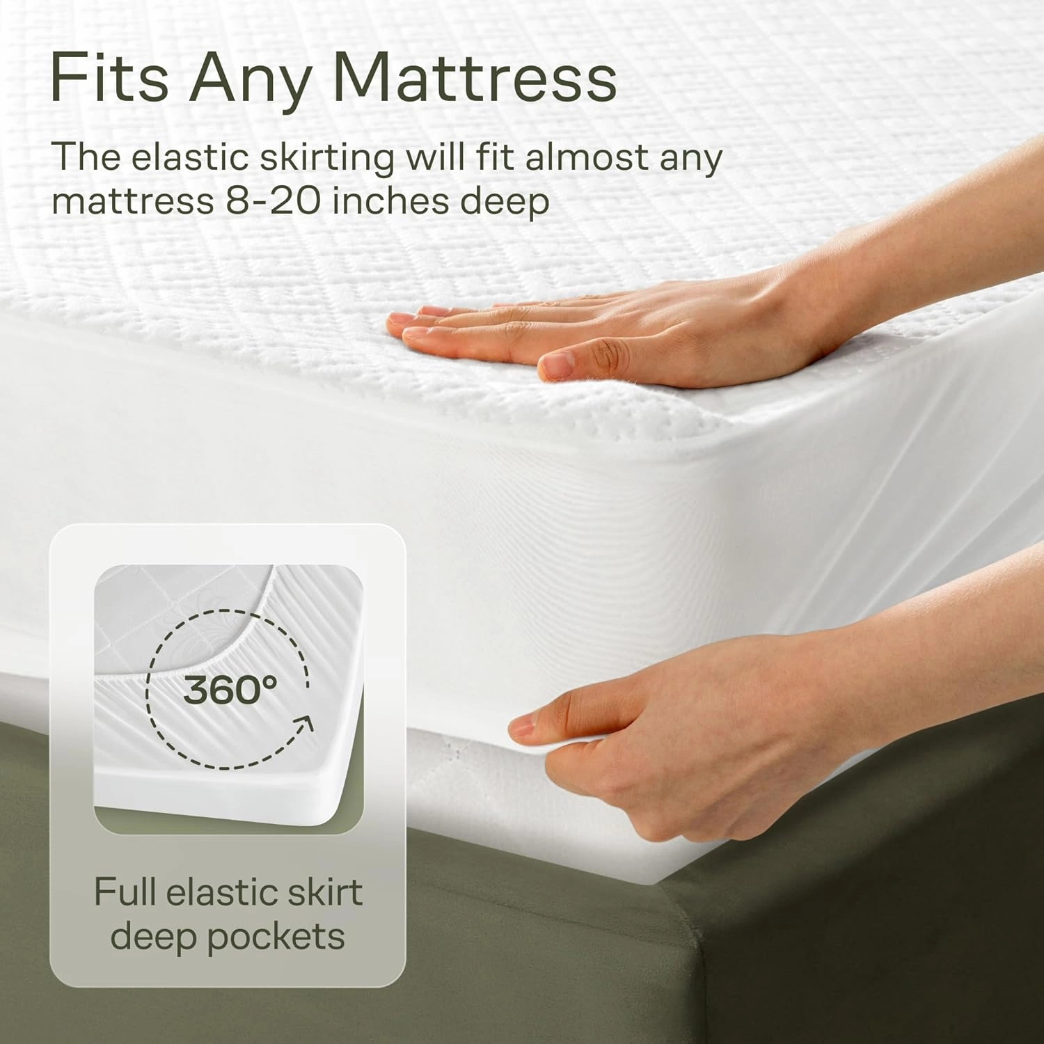 100% Waterproof Queen Mattress Protector - 360 Pad Protection Against Spills, Stains & Accidents for Parents & Pet Owners - Noiseless & Cooling Viscose Made from Bamboo (White)