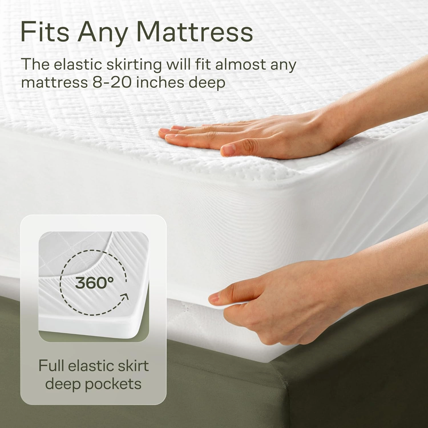 100% Waterproof Queen Mattress Protector - 360 Protection Against Spills, Stains & Accidents for Parents & Pet Owners - Noiseless & Cooling Viscose Made from Bamboo (White)