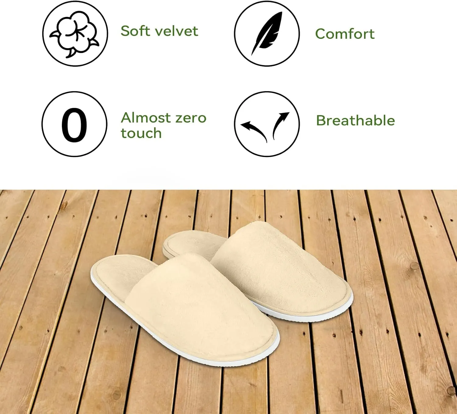 10Pcs Unisex Disposable Slippers for Guests, SPA, Hotel, Bath, Travel - Bulk Cotton Slippers for Shoeless Home, Guest House or Commercial Use
