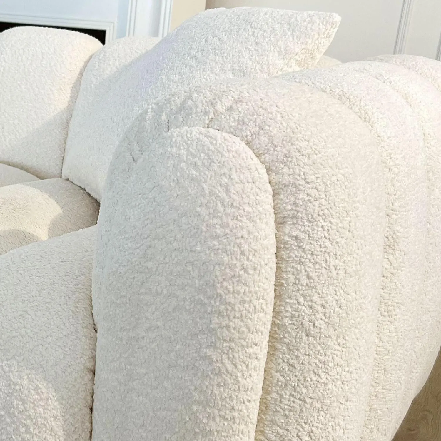 110.2'' Modern Sectional Modular Oversized Sofa Comfortably Tufted Upholstered Deep Seat Sherpa Sofa Boucle Velvet Fabric 4-Seater Sectional Sofas For Living Room Office Apartment (Boucle   Beige)