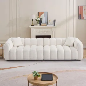 110.2'' Modern Sectional Modular Oversized Sofa Comfortably Tufted Upholstered Deep Seat Sherpa Sofa Boucle Velvet Fabric 4-Seater Sectional Sofas For Living Room Office Apartment (Boucle   Beige)