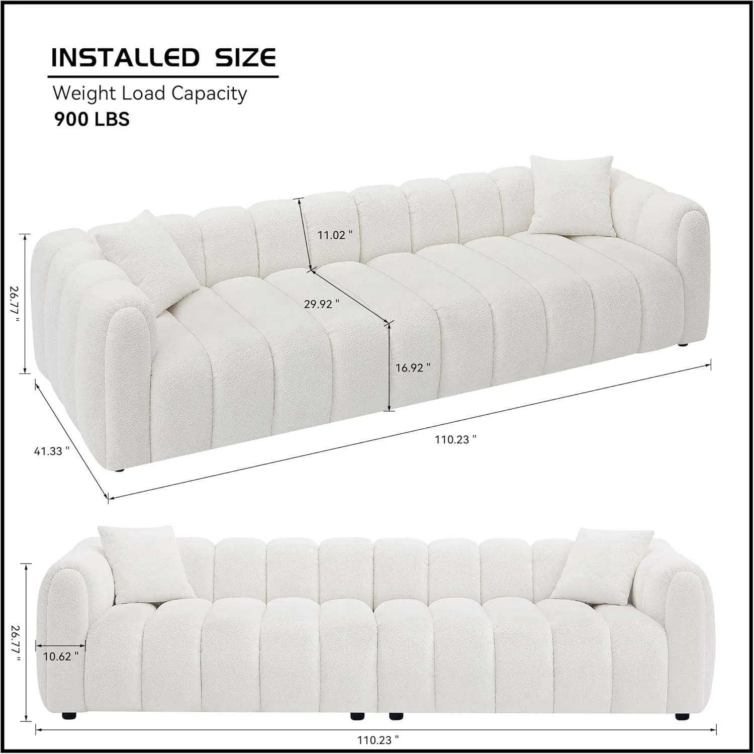 110.2'' Modern Sectional Modular Oversized Sofa Comfortably Tufted Upholstered Deep Seat Sherpa Sofa Boucle Velvet Fabric 4-Seater Sectional Sofas For Living Room Office Apartment (Boucle   Beige)