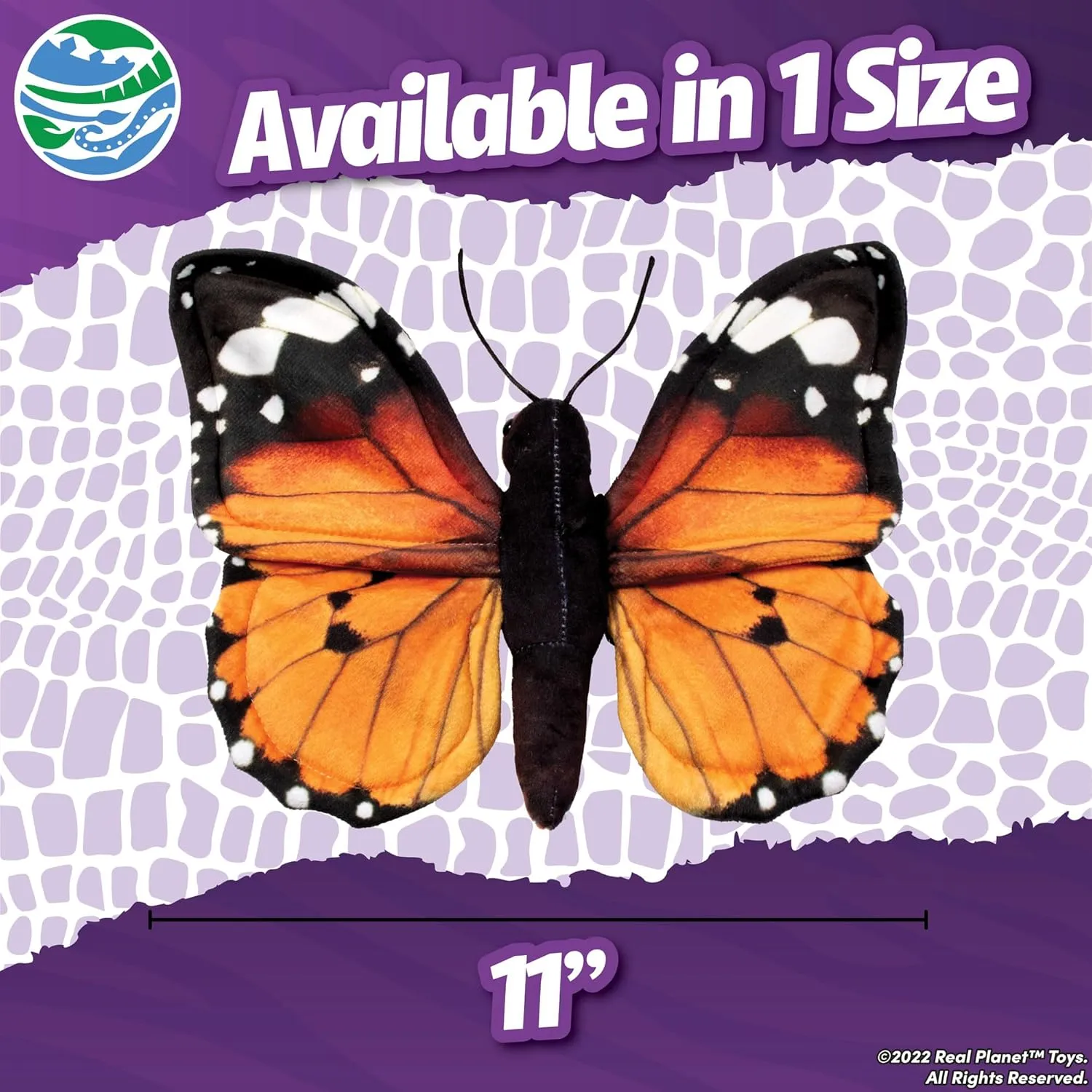 11" Butterfly Stuffed Animal - Realistic Insects and Bugs Green Stuffed Animal Butterfly Decorations, Butterfly Toy Plush Stuffed Animal Pillow (Monarch)