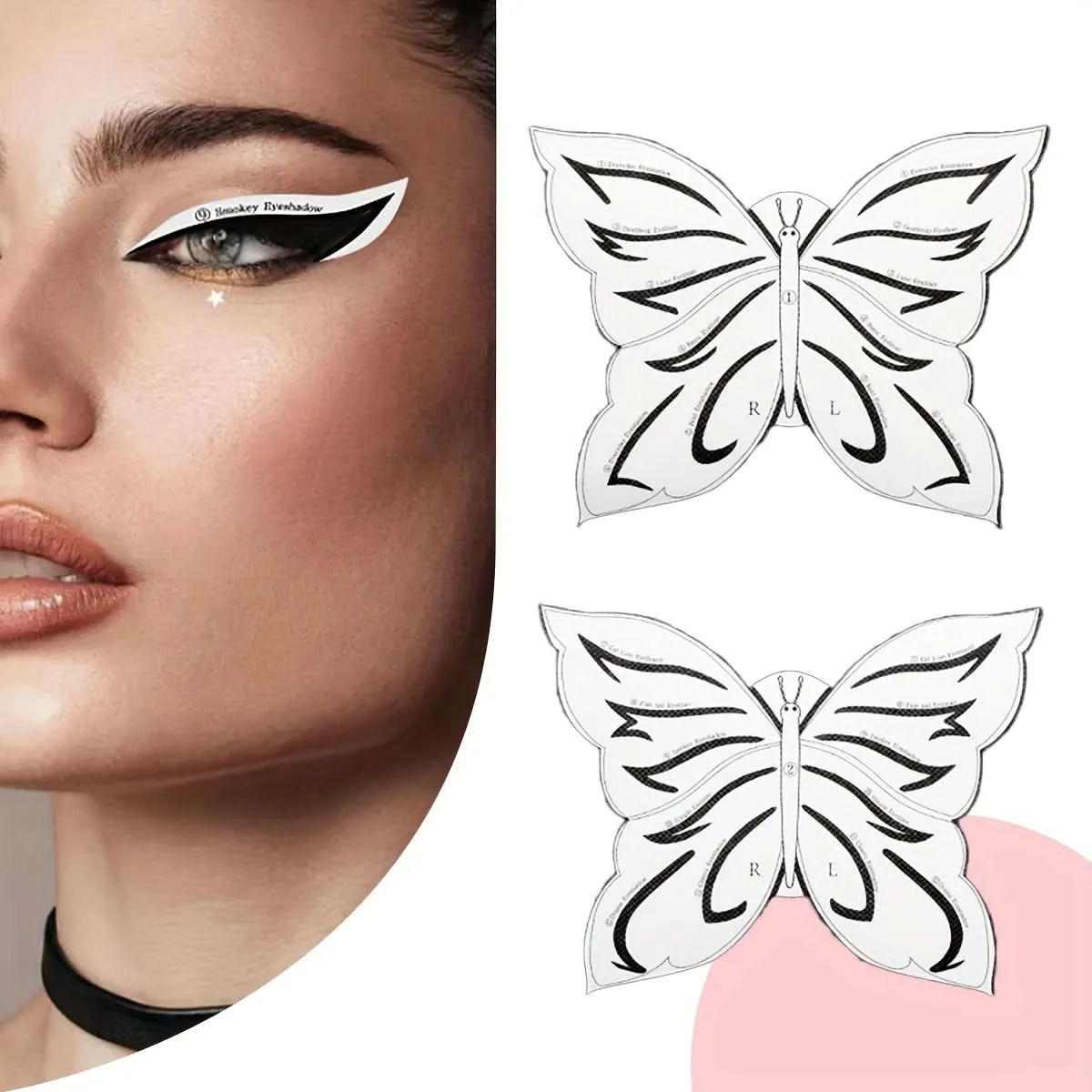 12 Pairs Reusable Eye Makeup Templates – Butterfly Eyeliner & Eyeshadow Stickers