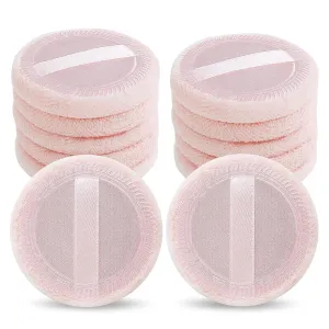 12 Pcs Loose Powder Puff Pink Cotton Pads Face Body Makeup Velour with Ribbon Applicators Setting Round Make Up Eyeshadow Concealer Cosmetics Sponge