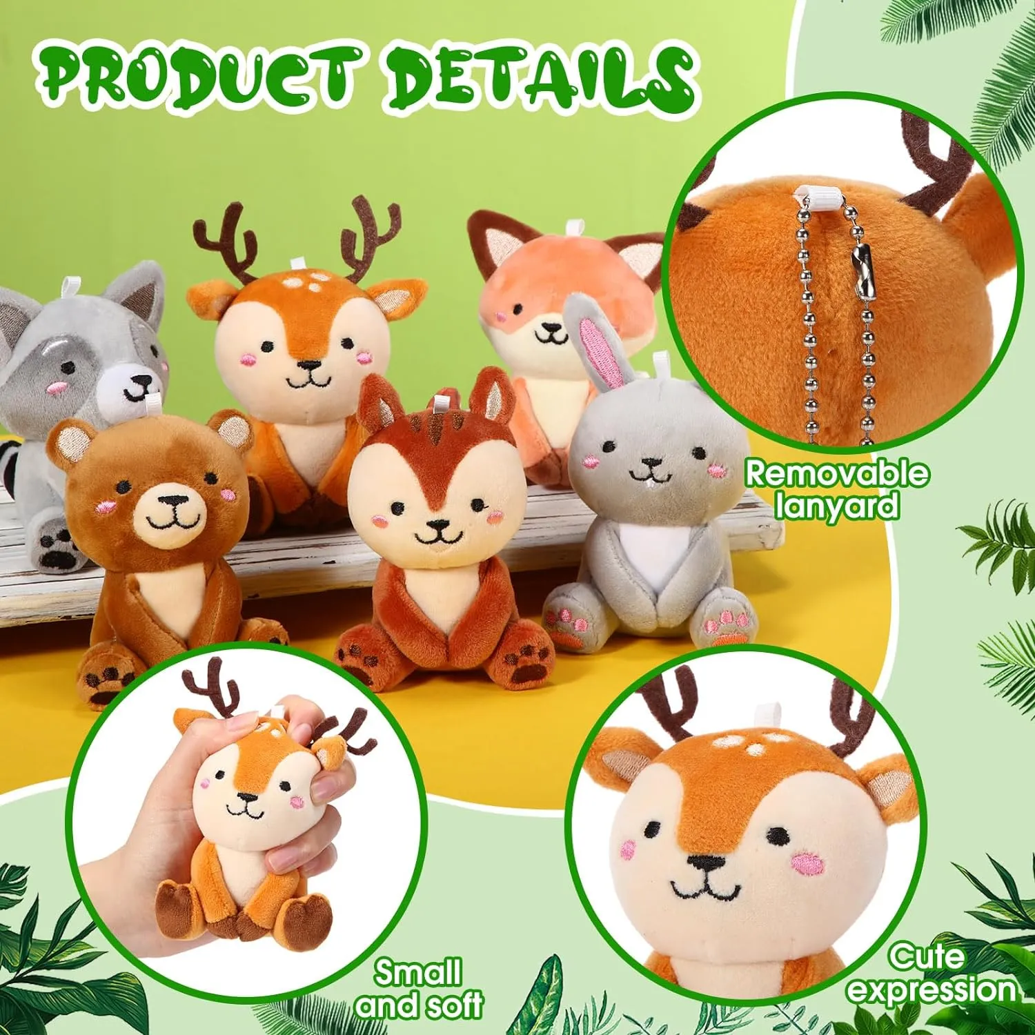 12 Pcs Mini Stuffed Woodland Animals Plush Bulk 4 Inch Woodland Animals Cute Plush Bear Rabbit Squirrel Raccoon Fox Deer for Kids Birthday Easter Baby Shower Decor Gifts Classroom Prizes