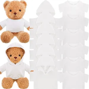 12 PCS Stuffed Bear Clothes Sublimation Stuffed Animal T-Shirt Doll Tshirts Blank Plush Bear Hoodie Fit 14-18 Inches Stuffed Bear Doll