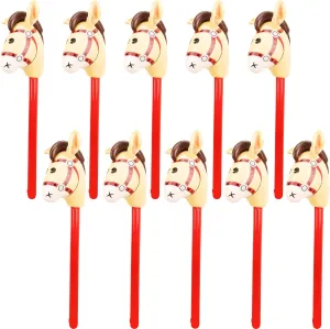 12 Pieces 40 Inch Inflatable Stick Horse Inflatable Cowboy Cowgirl Horse Head Stick Pony Stick Balloon for Cowboy Theme Parties Christmas Birthday Pool Party Decoration