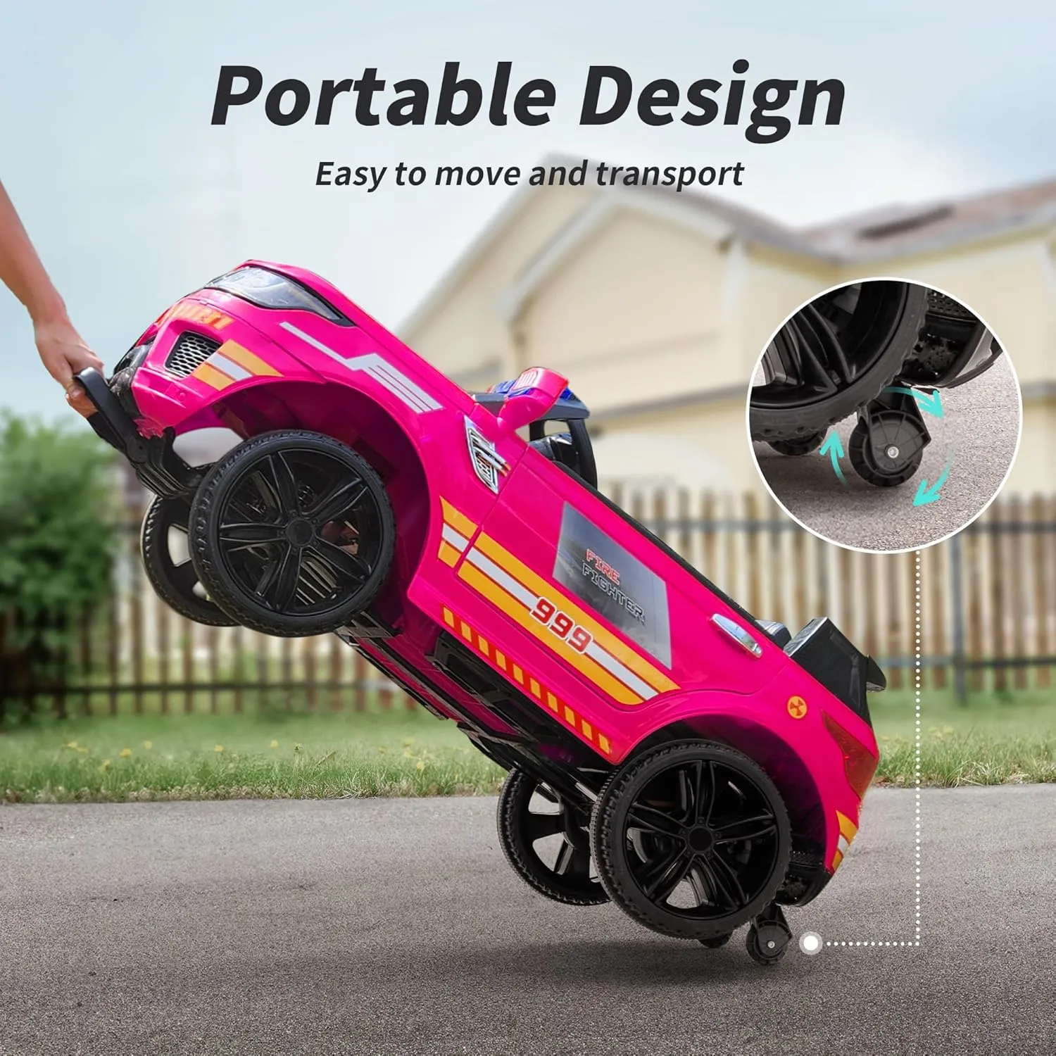 12 Volt Electric Police Car Ride-on for Kids, 12V Ride on Toy Car for Kids with Parental Remote Control, Bluetooth - Pink