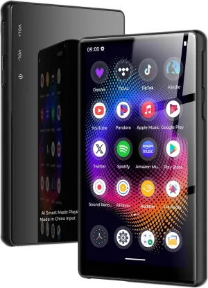 128GB MP3 Player with Bluetooth and WiFi，Music Video Player with Spotify Pandora,Amazon Music, 5" Touch Screen Android MP4 MP3 Player for Kids with Audible, YouTube, Spotify Kids,up to 256GB (Black)