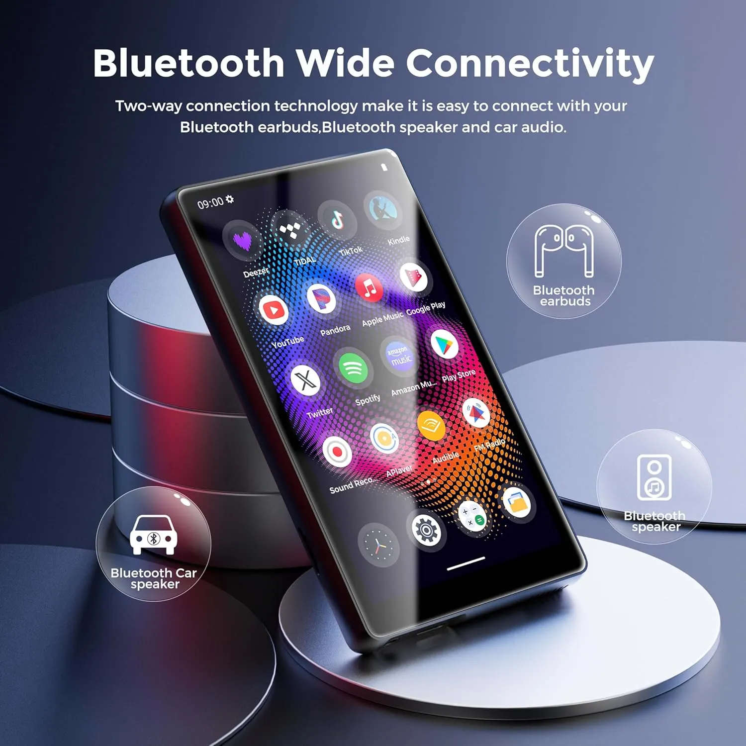 128GB MP3 Player with Bluetooth and WiFi，Music Video Player with Spotify Pandora,Amazon Music, 5" Touch Screen Android MP4 MP3 Player for Kids with Audible, YouTube, Spotify Kids,up to 256GB (Black)