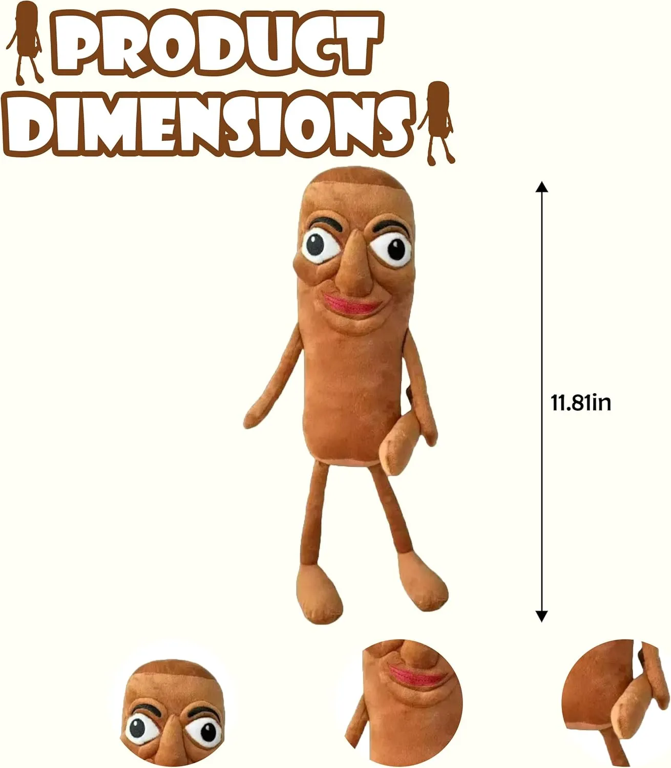 12IN Tung Tung Tung Sahur Plush - Cute Brown Wooden-Face Expressive Doll for Adults, Unique Funny Gift (Brown)