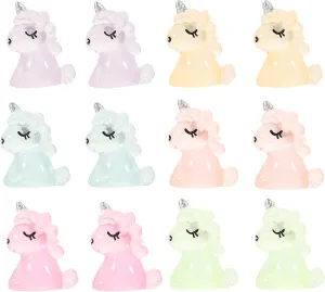 12pcs Glow in the Dark Unicorn Figurines - Adorable Mini Resin Unicorn Ornaments for Garden, Party Favors, and Home Decor
