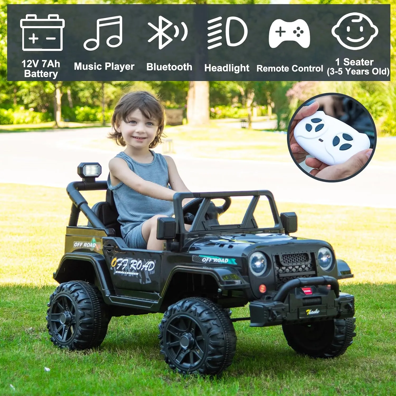 12V 2WD Kids Ride on Car with Parent Remote Control, Ride on Truck with Bluetooth Music Player, Electric Car for Kids with Lockable Door, LED Lights - Red