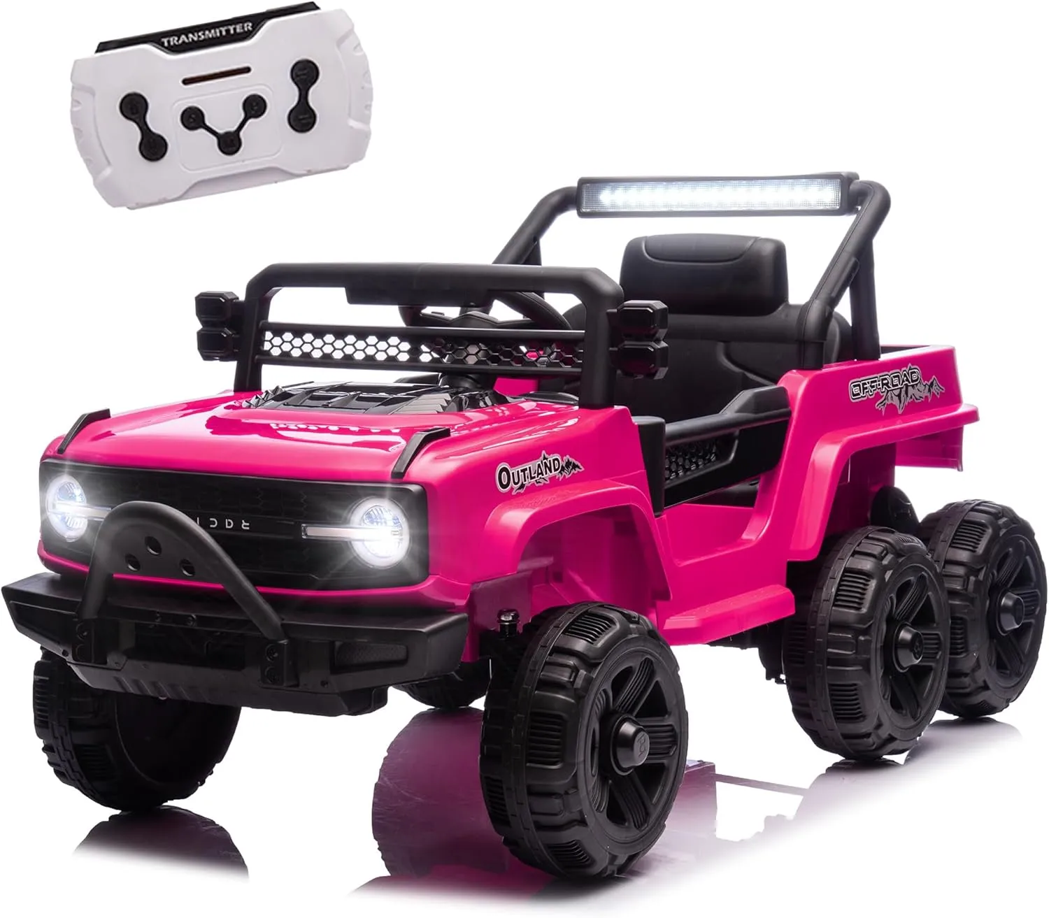 12V 4WD Kids Ride on Car Truck, Kids Electric Vehicles W/Parents Control, Six-Wheel Suspension, Ride on Toys for Boys Girls with Music, USB, Bluetooth, Power Display, Lights, Pink