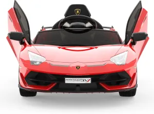 12V Electric Ride-On Car for Kids | Licensed Lamborghini Battery-Powered Sports Car with Remote Control, 2 Speeds, Sound System, LED Headlights, Hydraulic Doors
