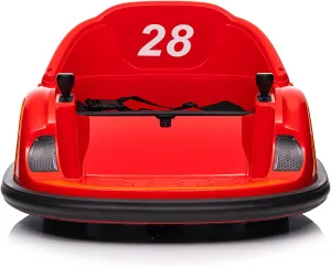 12V Kids Electric Ride On Bumper Car, Toddlers Bumper Car with Remote Control, Baby Bumping Toy with 360 Degree Spin, 3 Speeds, Music, Led Lights, for Boys Girls 1.5 , Red