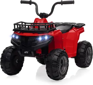 12V Kids Ride On ATV, 4 Wheeler Electric Vehicle for Kids, Battery Powered Quad Toy Vehicle with Music, Horn, High Low Speeds, Led Lights, Electric Ride On Toy