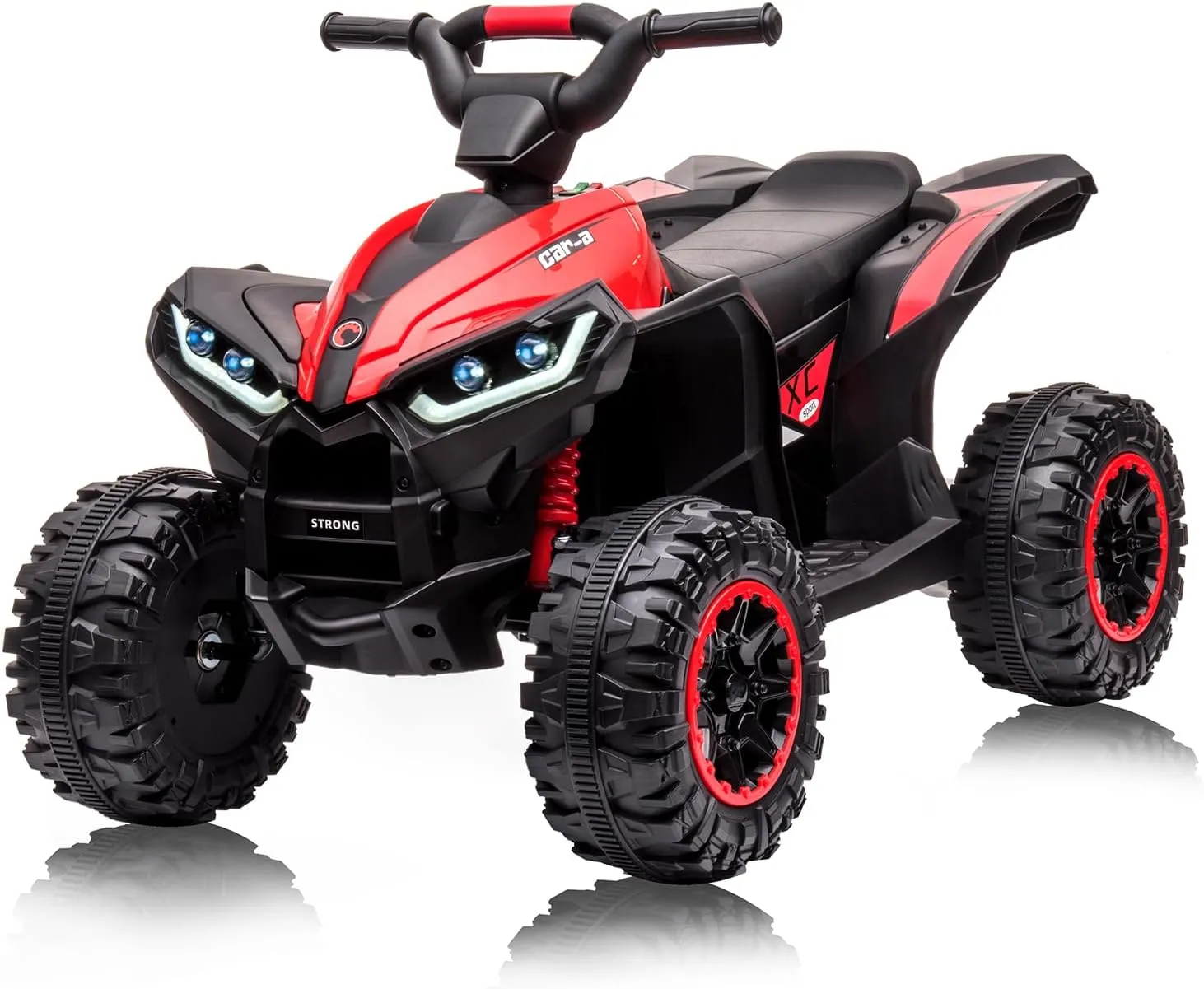 12V Kids Ride On ATV, Electric Battery-Powered Four-Wheeler with Music, Led Lights, Soft Start, USB Port, Treaded Tires, and Adjustable Speed Modes – Ideal for Boys and Girls,Red