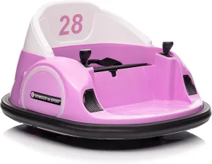 12V Kids Ride on Bumper Car for Toddlers, Battery Powered Bumper Car with Remote Control, 1.5  Years Old Baby Electric Bumping Toy with Battery Display, 360 Degree Spin, Music, LED Lights, Pink