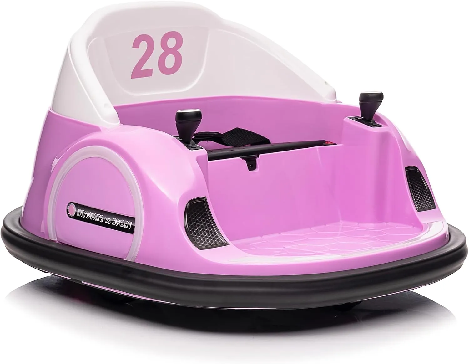 12V Kids Ride on Bumper Car for Toddlers, Battery Powered Bumper Car with Remote Control, 1.5  Years Old Baby Electric Bumping Toy with Battery Display, 360 Degree Spin, Music, LED Lights, Pink