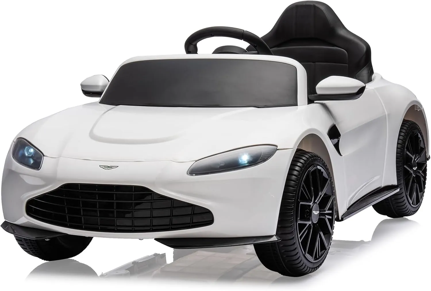 12V Kids Ride on Car Licensed Aston Martin Electric Sports Car Toy for Toddlers Battery Powered Car with Remote Control, LED Lights, Horn, Soft Start, Music, USB, Ride on Toy for Boys Girls, White