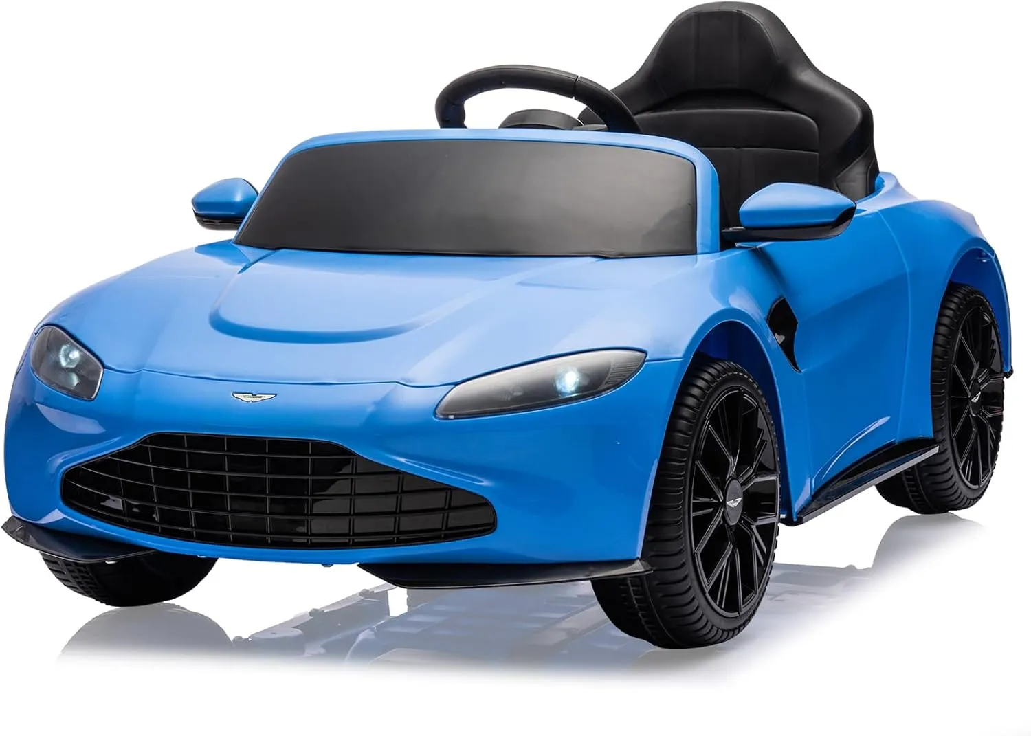 12V Kids Ride on Car Licensed Aston Martin Electric Sports Car Toy for Toddles Battery Powered Car with Remote Control, LED Lights, Horn, Soft Start, Music, USB, Ride on Toy for Boys Girls, Blue