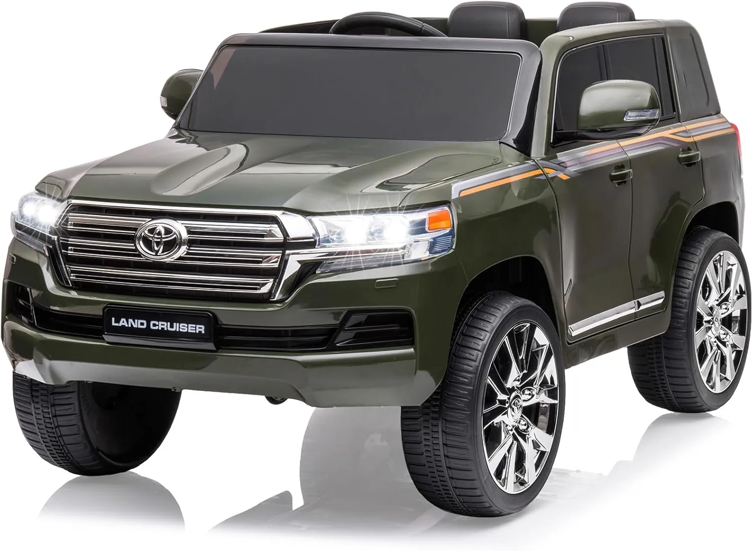 12V Kids Ride On Car, Licensed Toyota Land Cruiser Ride On Toys for Kids 4-8, Battery Powered Electric Vehicle with Parent Remote Control, 3 Speeds, Music, Led Lights, Birthday Gift for Boys, Green