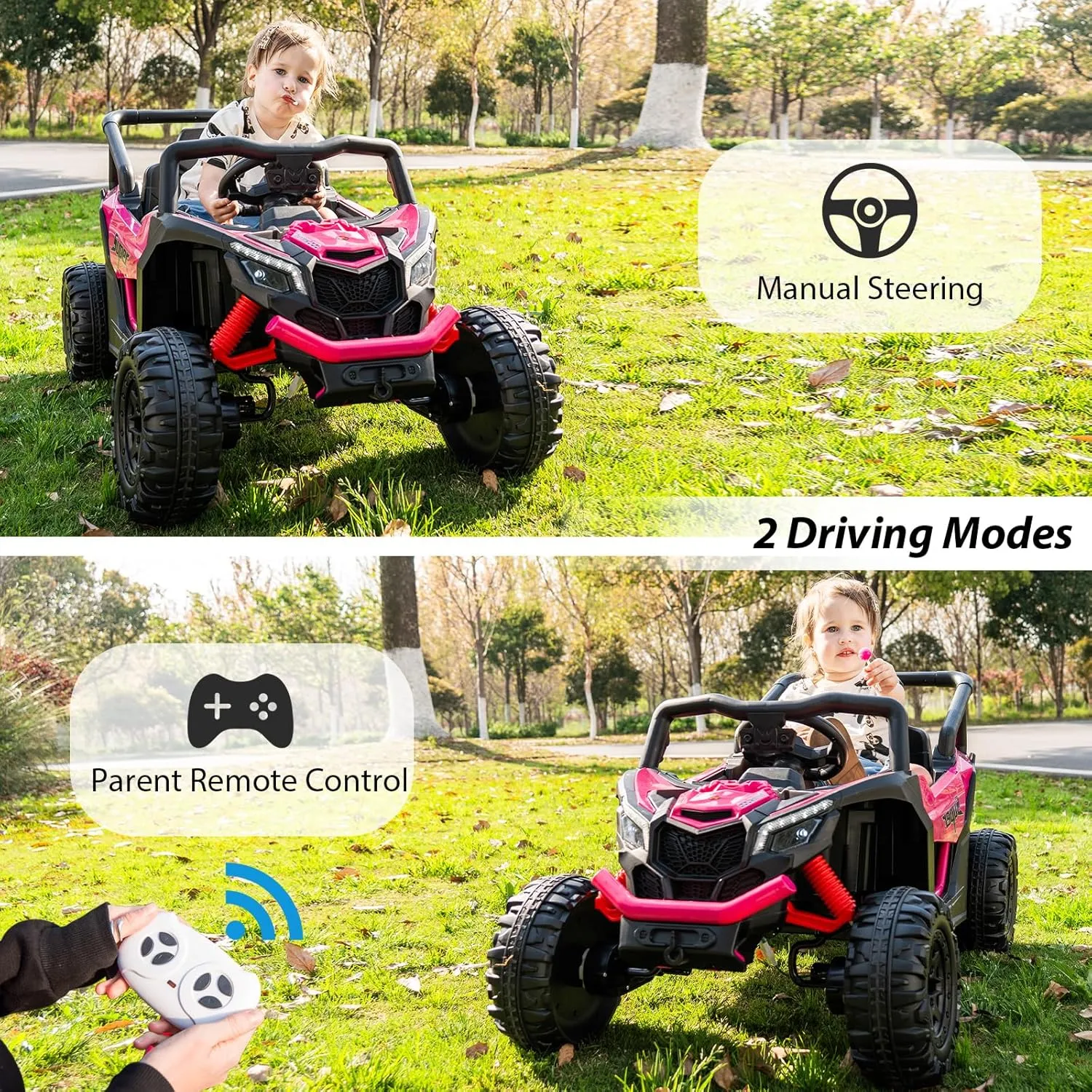 12V Kids Ride on Car with Remote Control, Electric Car for Kids, Ride on UTV for Boys Girls Music, Safety Belt, Safe Speed, 2WD, Soft Start, Shock Absorber (Blue, 12V)