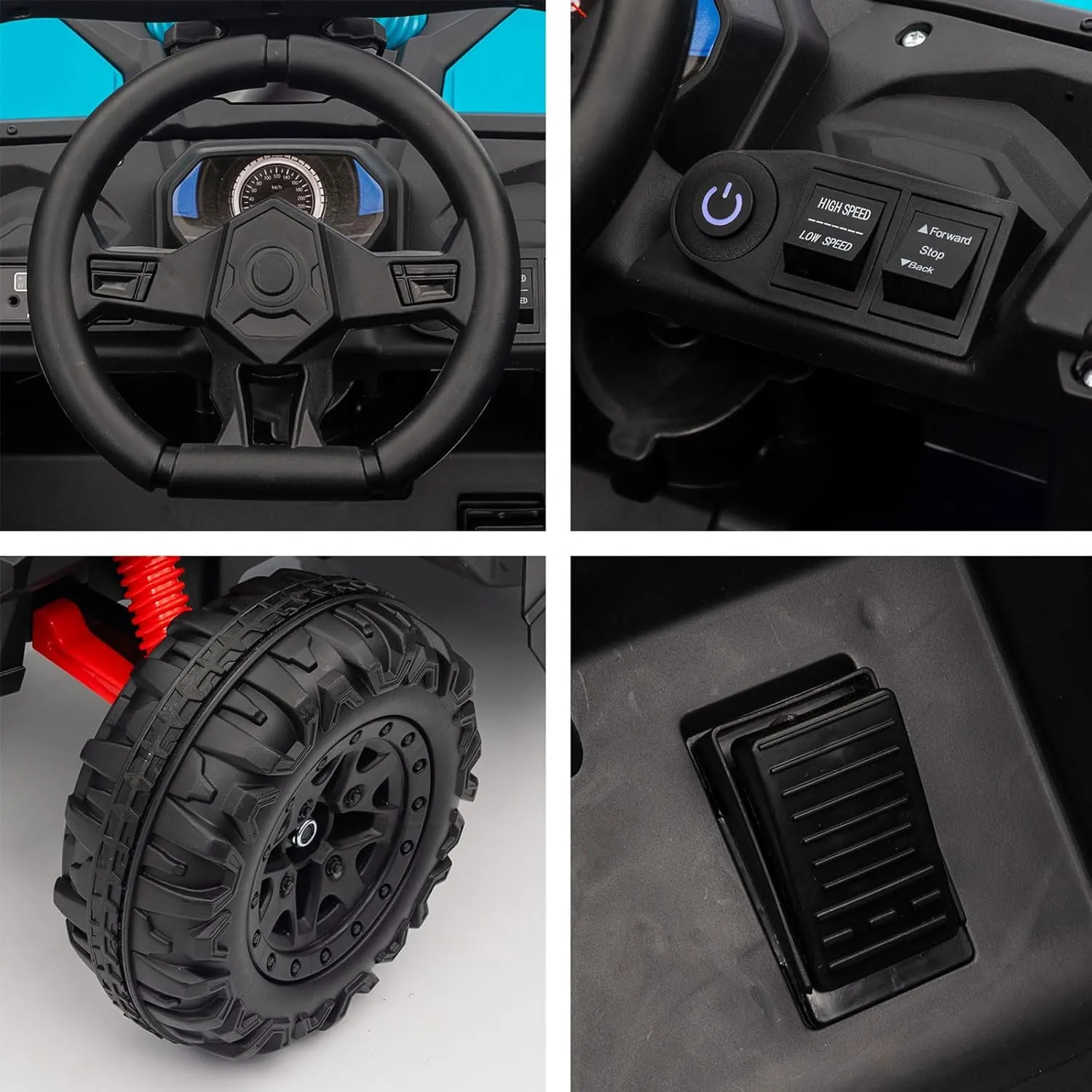 12V Kids Ride on Car with Remote Control, Electric Car for Kids, Ride on UTV for Boys Girls Music, Safety Belt, Safe Speed, 2WD, Soft Start, Shock Absorber (Blue, 12V)