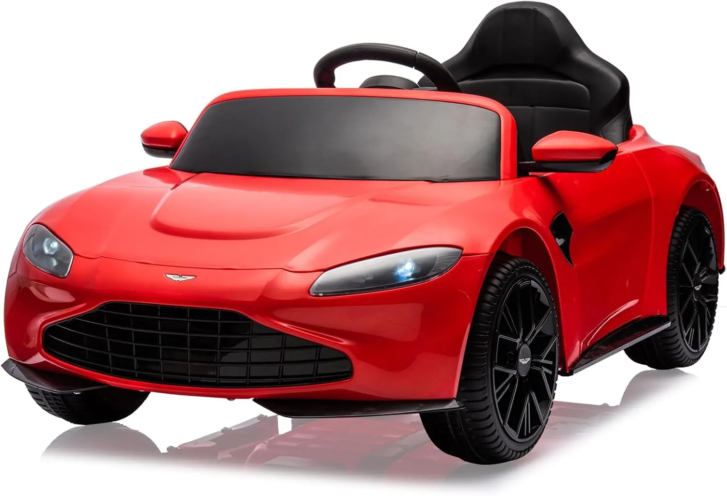12V Kids Ride On Sports Car Licensed Aston Martin Electric Ride On Toy for Toddles Battery Powered Vehicle with Remote Control, Horn, Soft Start, LED Lights, Music, Red