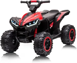 12V Ride On ATV for Kids Electric Four Wheeler for Toddlers Ages 3-8, Battery Powered Quad with Remote Control, LED Lights, Music, High/Low Speed, USB, Red
