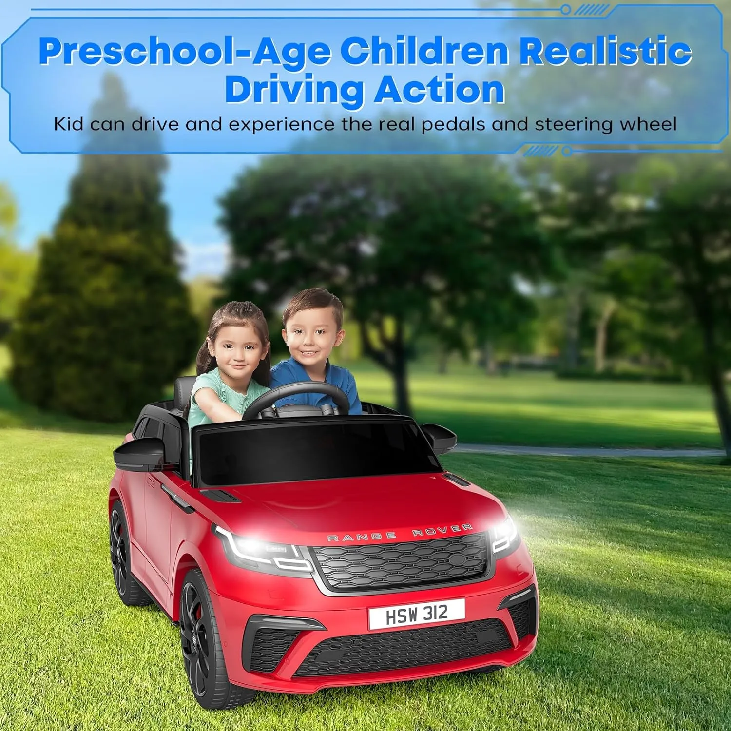12V Ride On Car, Electric Vehicle Toy for Kid & Toddler, Licensed Land Rover Battery Powered Electric Truck with Parental Remote Control, Music, LED Lights