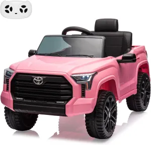 12V Ride On Car for Kids, Licensed Toyota Ride On Truck, Battery Powered Electric Car with Music, LED Lights, Suspension System, Double Doors, Safety Belt, Ride On Toys for Kids