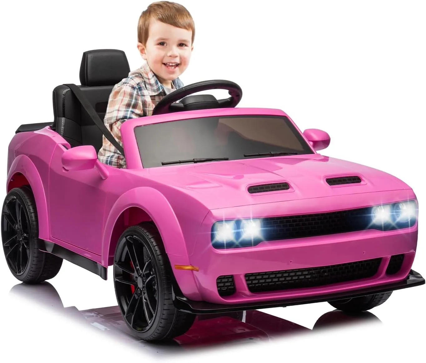 12V Ride on Car, Licensed Dodge Challenger Kids' Electric Car, Battery Powered Electric Vehicle with Remote Control, LED Headlights, Battery Display, Music