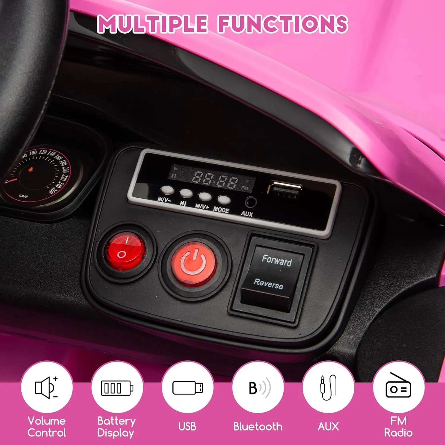 12V Ride on Car, Licensed Dodge Challenger Kids' Electric Car, Battery Powered Electric Vehicle with Remote Control, LED Headlights, Battery Display, Music