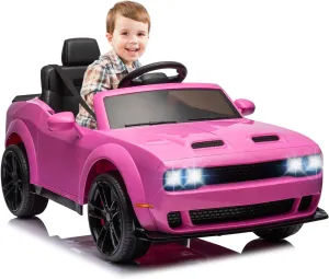 12V Ride on Car, Licensed Dodge Challenger Kids' Electric Car, Battery Powered Electric Vehicle with Remote Control, LED Headlights, Battery Display, Music