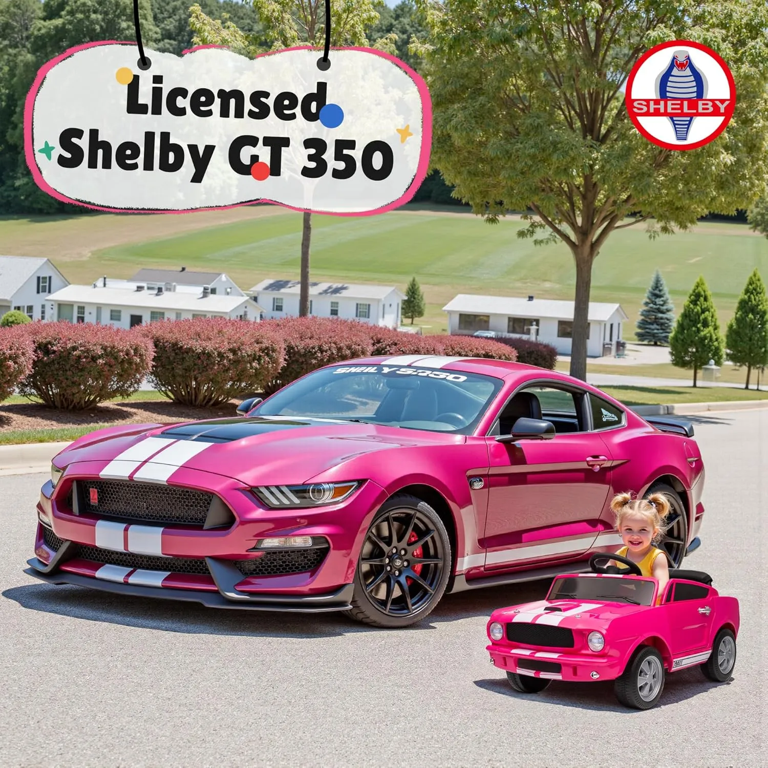 12V Ride on Toys, Licensed Shelby GT350 Toddler Electric Vehicle Ride On Car w/Remote Control, Soft Start, Rear Suspension, Bluetooth, LED Lights,3 Point Safe Belt, Kids Electric Vehicle