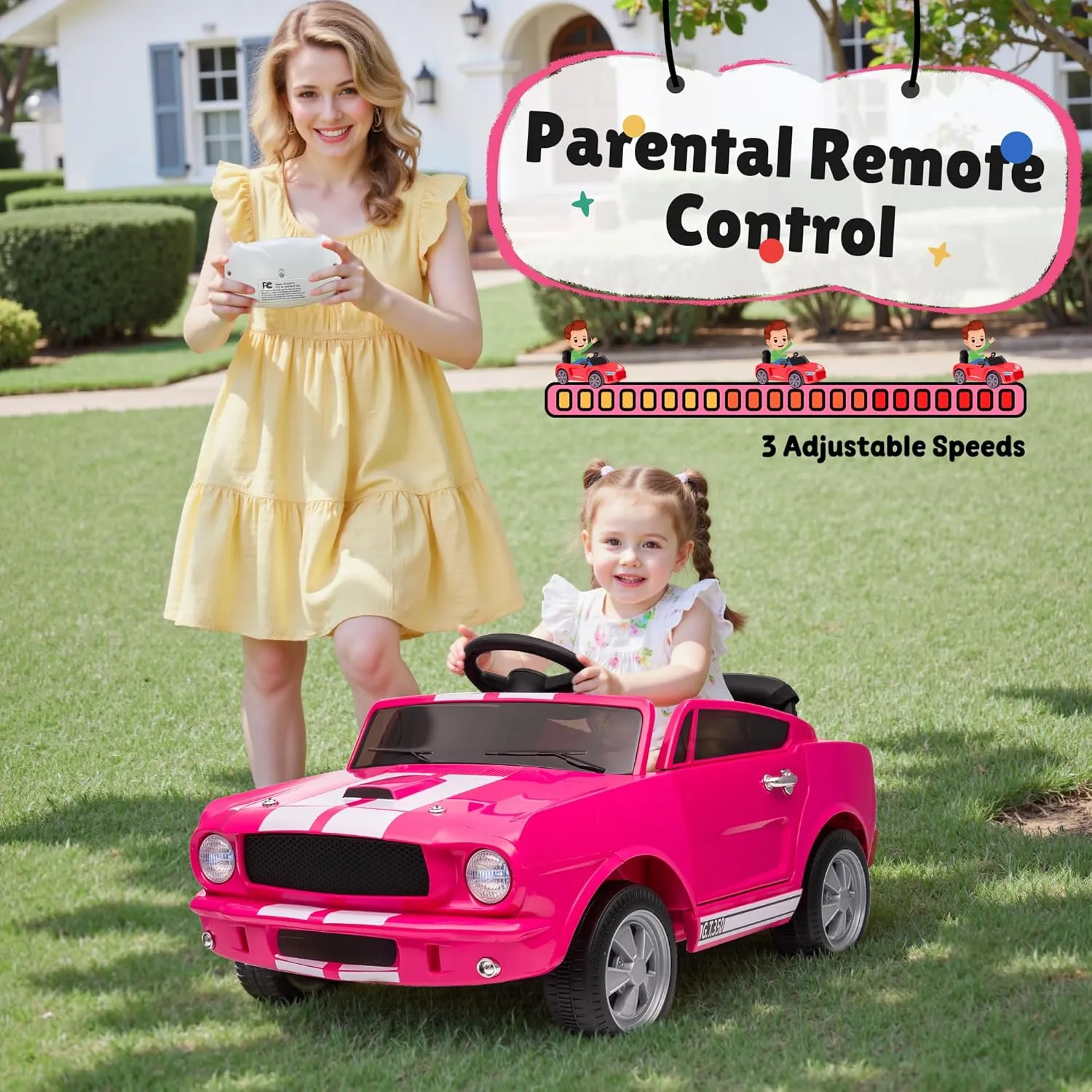 12V Ride on Toys, Licensed Shelby GT350 Toddler Electric Vehicle Ride On Car w/Remote Control, Soft Start, Rear Suspension, Bluetooth, LED Lights,3 Point Safe Belt, Kids Electric Vehicle