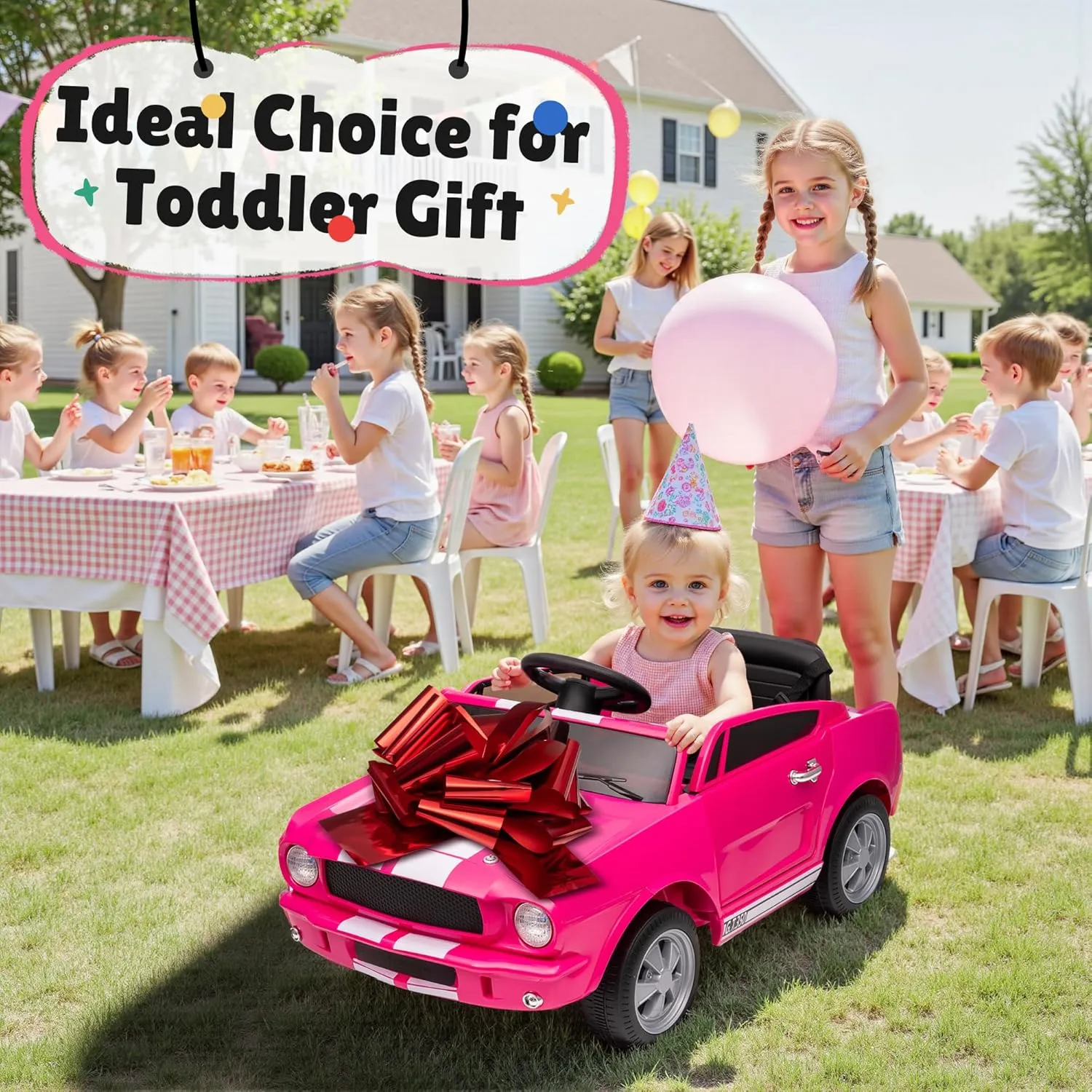 12V Ride on Toys, Licensed Shelby GT350 Toddler Electric Vehicle Ride On Car w/Remote Control, Soft Start, Rear Suspension, Bluetooth, LED Lights,3 Point Safe Belt, Kids Electric Vehicle