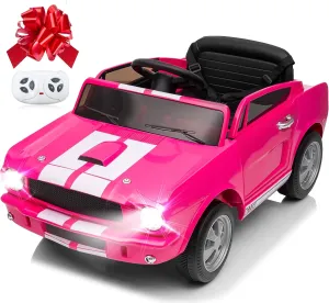12V Ride on Toys, Licensed Shelby GT350 Toddler Electric Vehicle Ride On Car w/Remote Control, Soft Start, Rear Suspension, Bluetooth, LED Lights,3 Point Safe Belt, Kids Electric Vehicle
