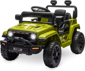 12V Ride On Truck Car, Toddler Ride On Toy w/Parent Remote Control, Steering Wheel Music, 4-Wheel Spring Suspension, Led Lights, 2 Speeds, Kids Electric Vehicles for Age 3-5