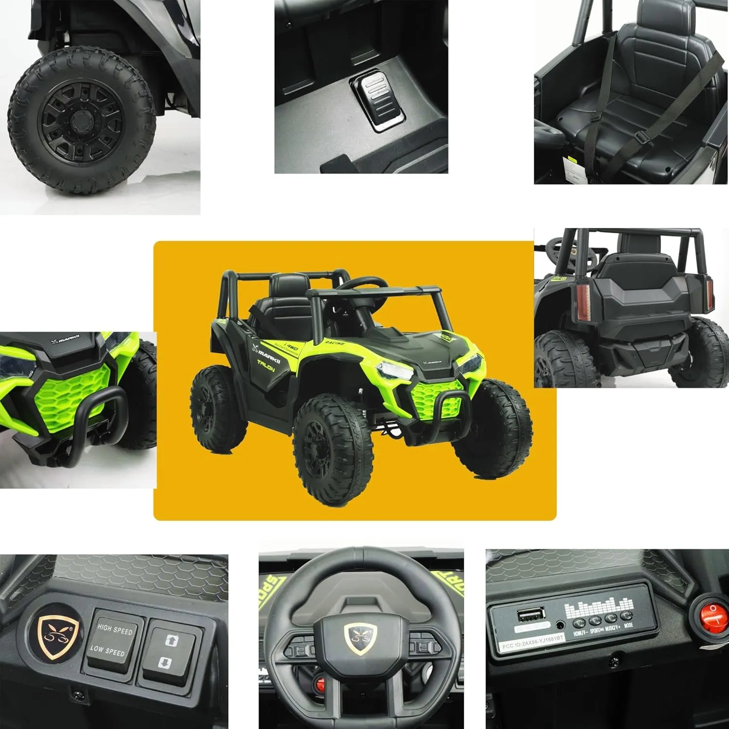 12V Ride On UTV Toy Electric Car with Remote Control for 3-6 Year Old Boys/Girls - Kids Electric UTV Car(Green)